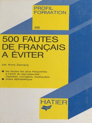 cover image of 500 fautes de français à éviter